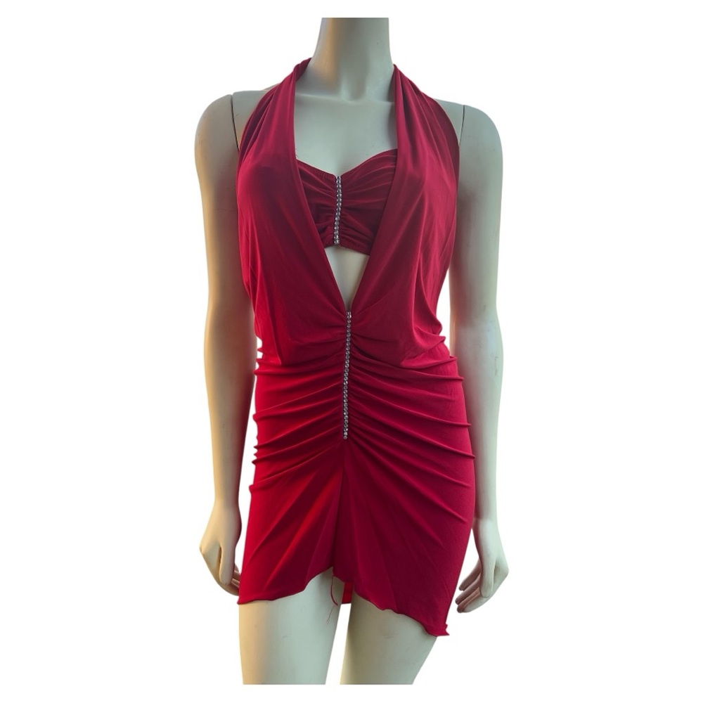 Sabora Red Body Con Sexy Mini Dress Two Piece Size Medium